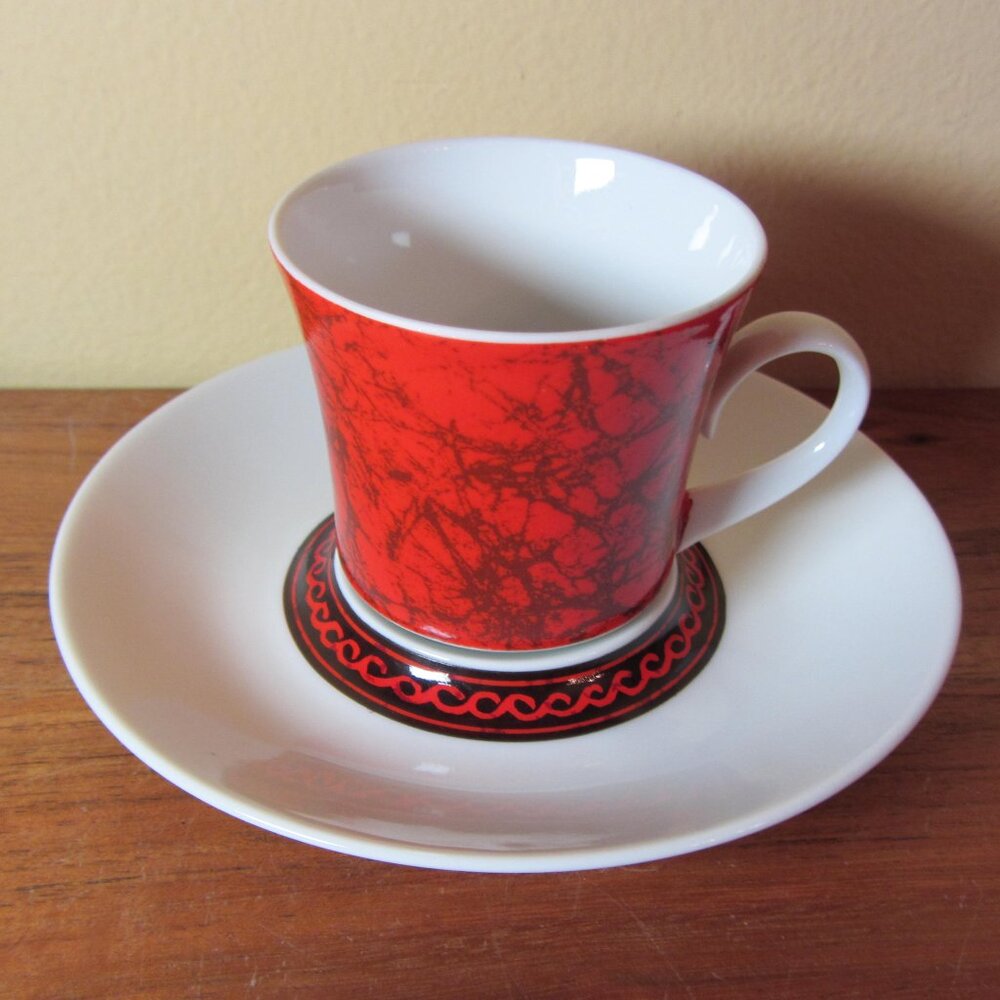 4 oz espana flamenco block bidasoa spain espresso cup & saucer demitasse (W6104)